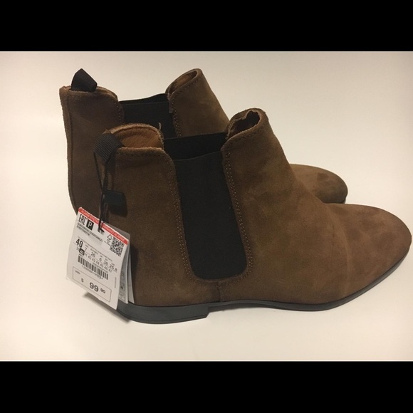 Zara Leather Ankle Booties Unisex - Picture 7 of 8